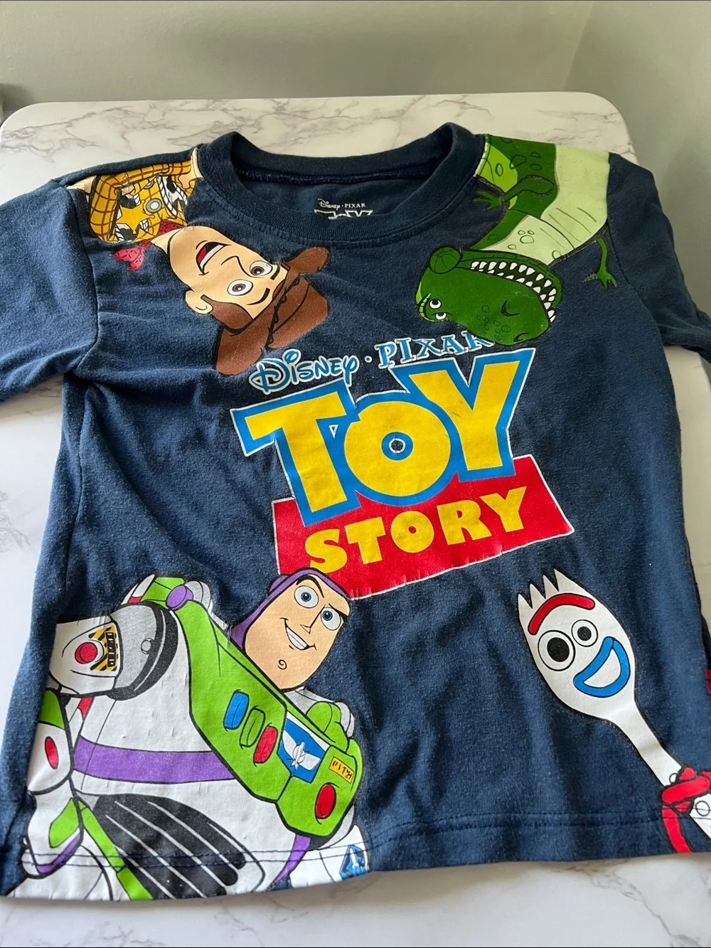 Disney Toy Story Navy Blue Graphic Tee with Yellow & Green Accents
